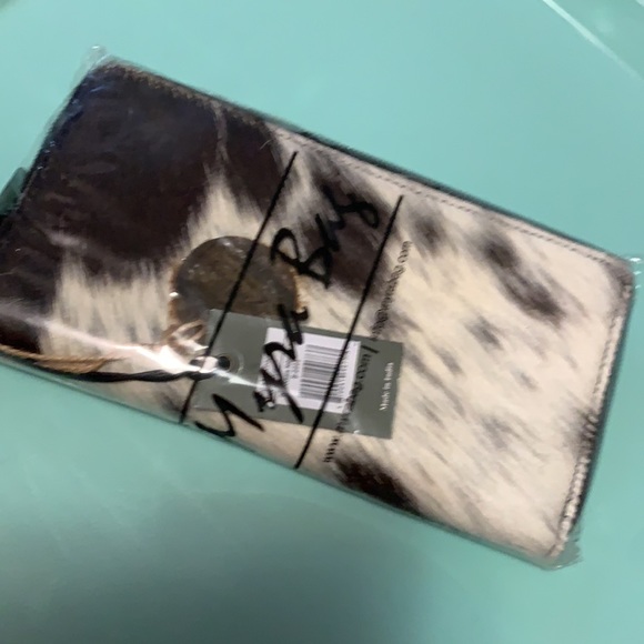 Myra Black, white hairon leather wallet, handmade - Picture 9 of 10